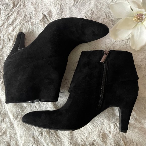 HP🍁Bandolino Black Suede Booties Boots Sz. 11 - Picture 3 of 7